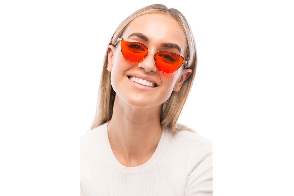 Woman Wearing Raye Blue Light Blocking Glasses