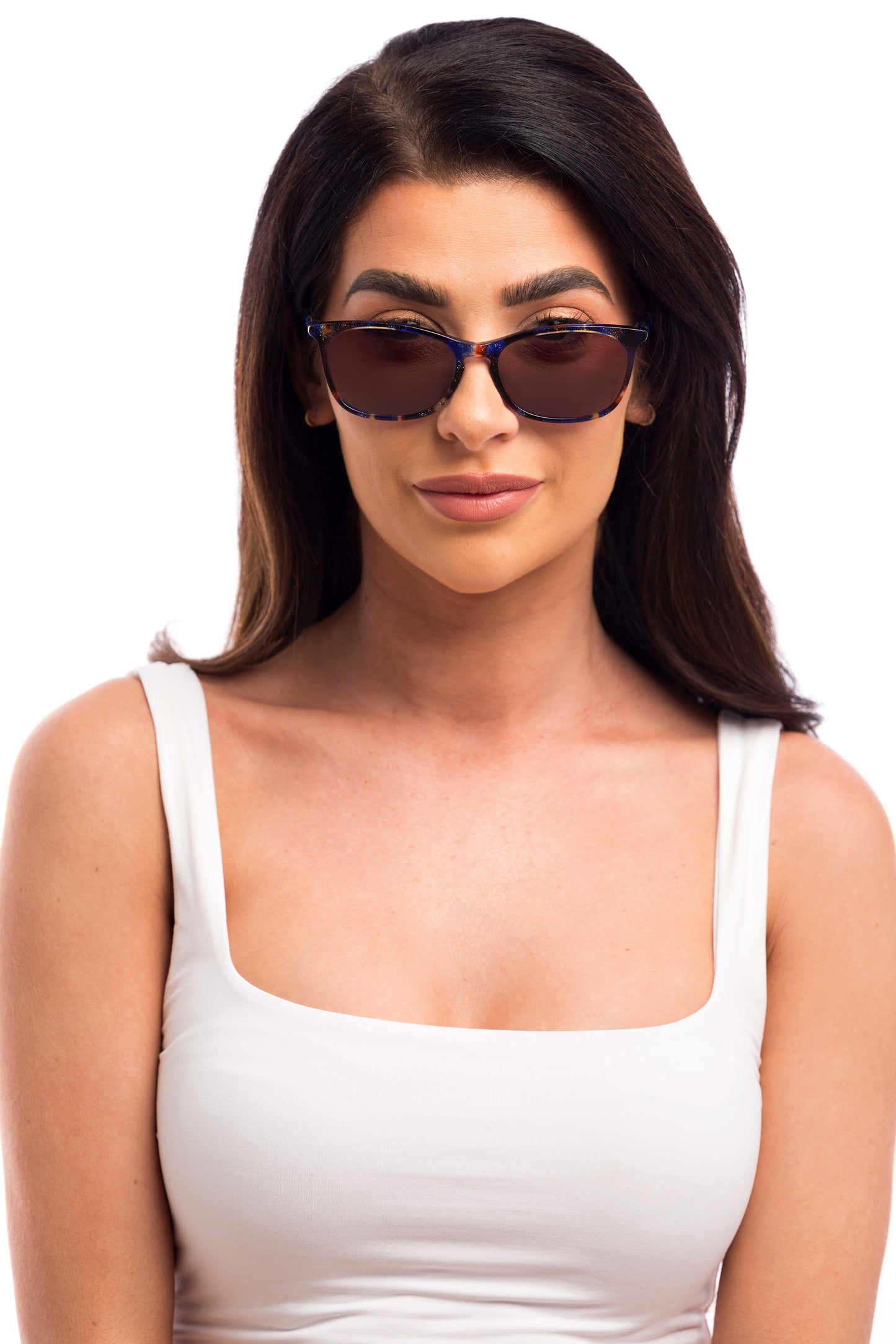 Woman Wearing Galaxy Sunglasses (Brown)